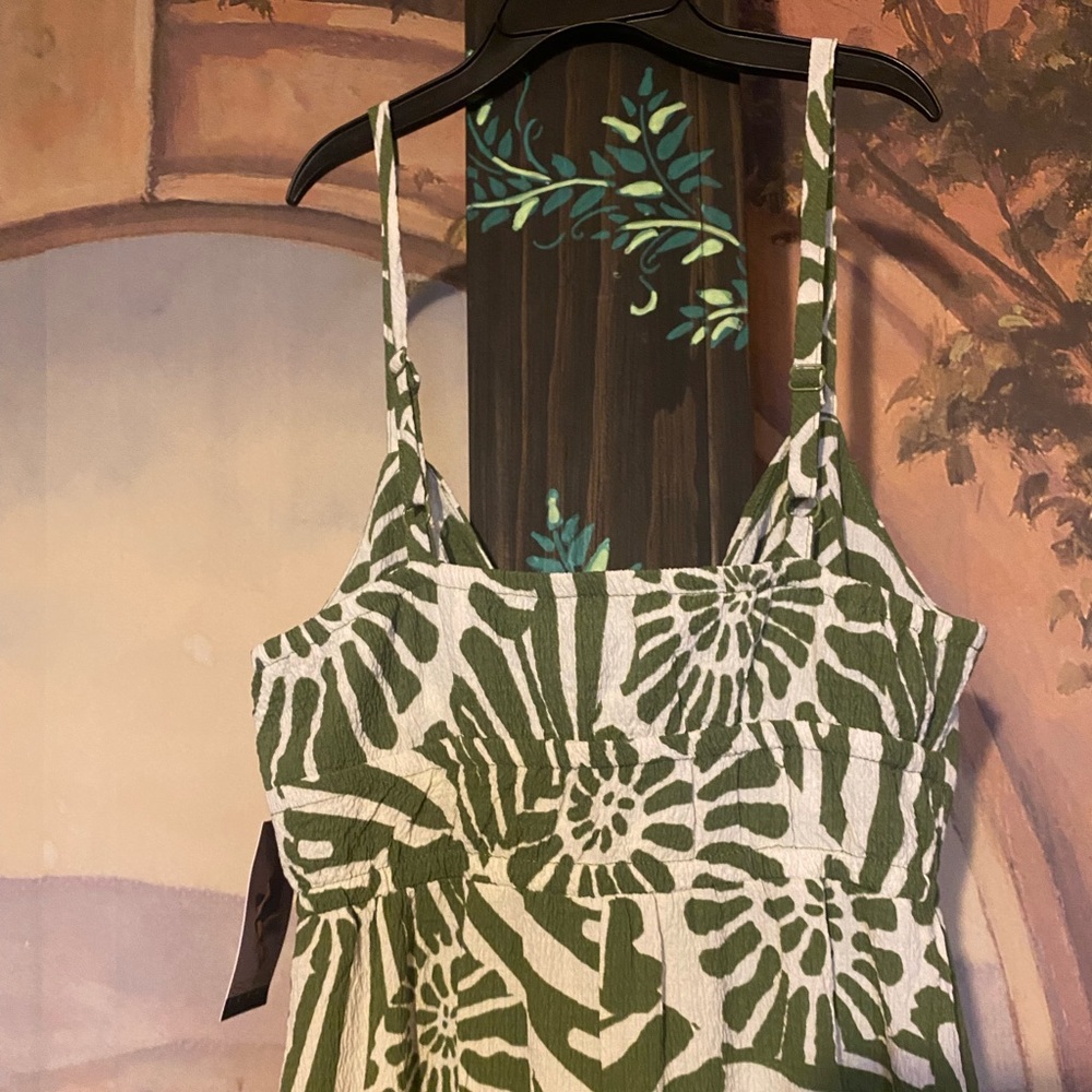 Sofia Vergara Green Abstract Seashell Print Maxi Dress with Pockets - Picture 6 of 8